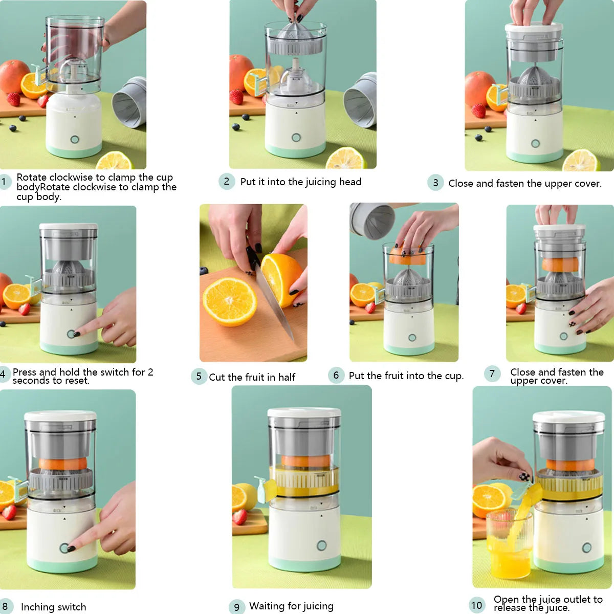 Draadloze Citrus Juicer – Snelle, Moeiteloze Sapextractie van Sinaasappels & Citroenen