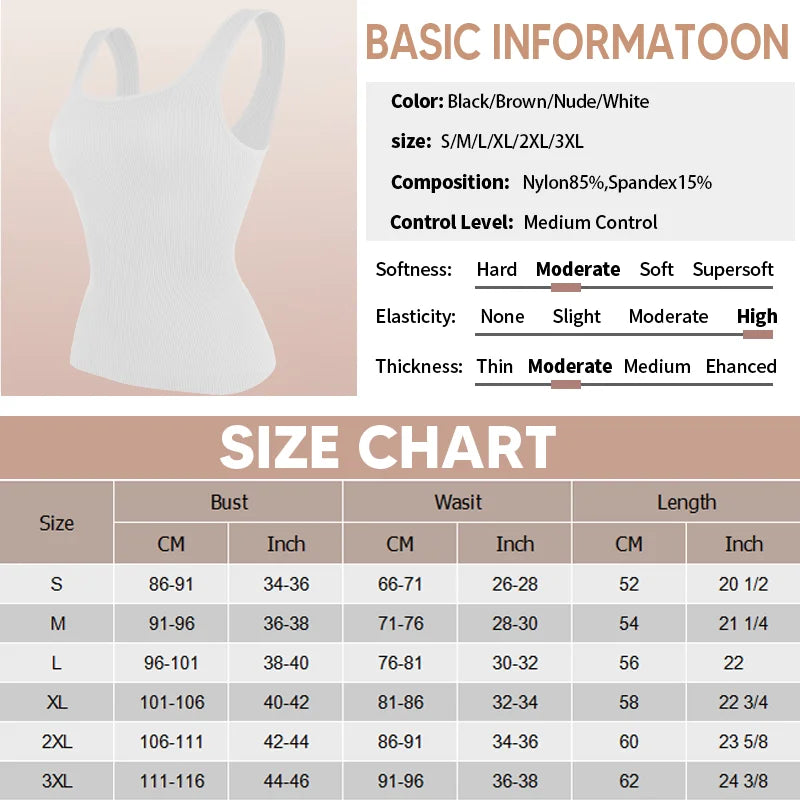 Stijlvolle S-3XL Dames Shapewear Tanktop - Naadloze Taille Trainer Tanks met Vierkante Kraag voor Buikcontrole en Lichaamsvormgeving