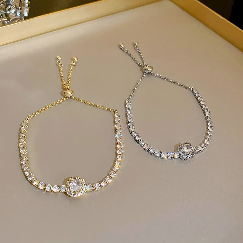 Elegante Koreaanse Vierkante Zirkonia Verstelbare Armband voor Vrouwen - Een Vleugje Licht Luxe en Persoonlijkheid voor Bruiloften en Meer