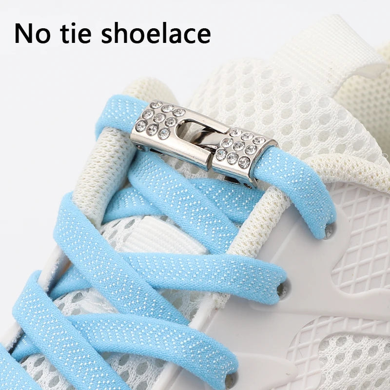 Geen-Knoop Elastische Sneakersluitingen met Diamantkruisvergrendelingen - Perfect voor Kinderen en Volwassenen, 8MM Breedte