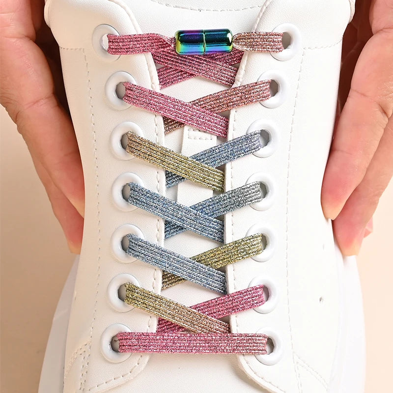Kleurige Elastische Schoenveters zonder Knoop met Stijlvolle Gespen - Perfect voor Kinderen en Volwassenen!