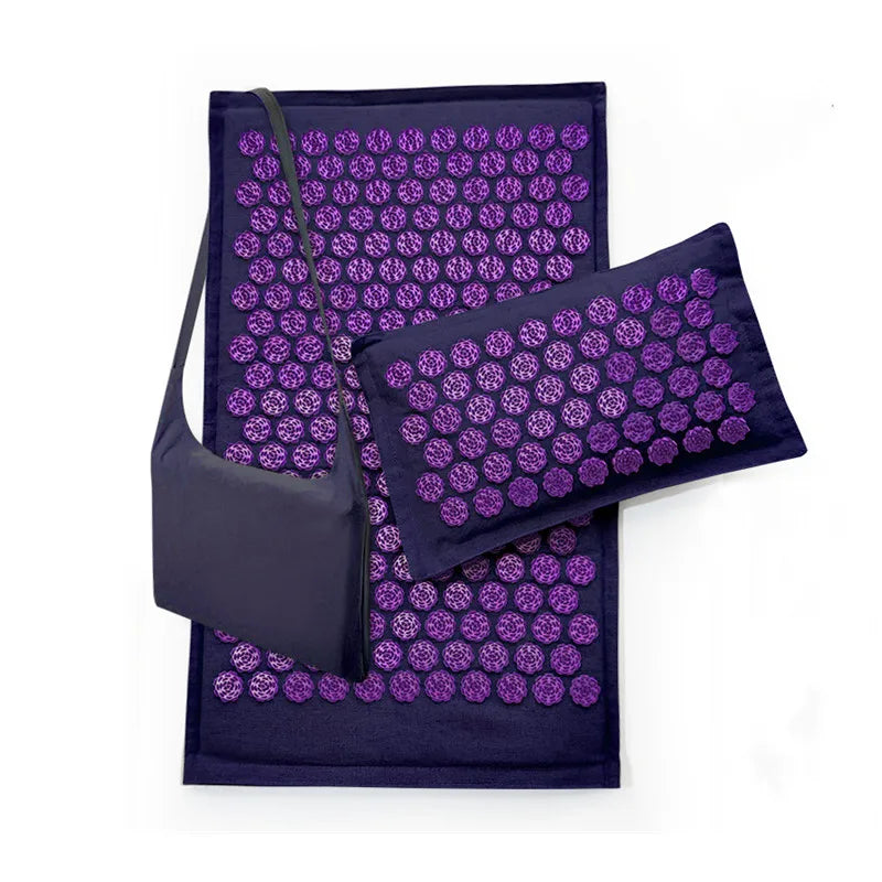 Ervaar Ultieme Ontspanning met onze Natuur Linnen Kokosnoot Palm Massage Yoga Mat & Sportkussen Set – Compleet met Lotus Spike Acupressuur Kussen en Handige Draagtas!