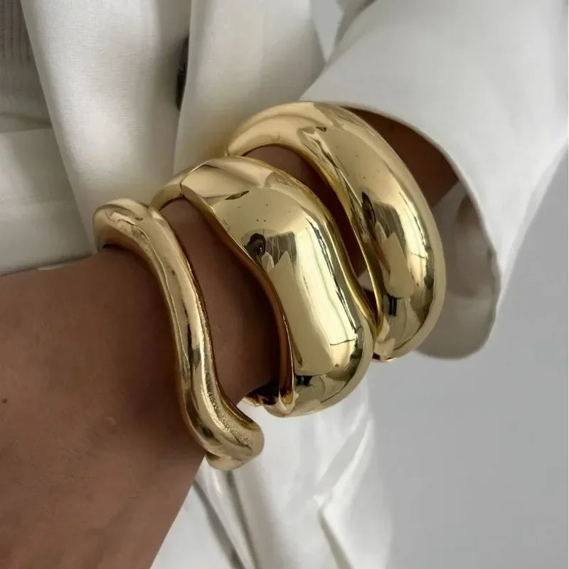 Luxe Brede Handboeien in Punk Goud en Zilver - Gedurfde Geometrische Metalen Statement Sieraden voor Vrouwen en Mannen