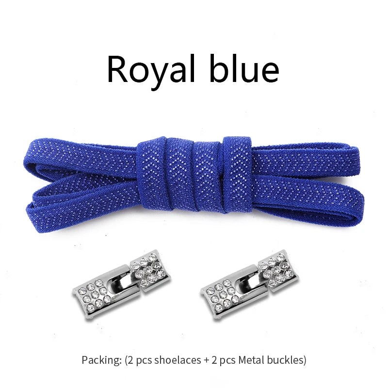 Geen-Knoop Elastische Sneakersluitingen met Diamantkruisvergrendelingen - Perfect voor Kinderen en Volwassenen, 8MM Breedte
