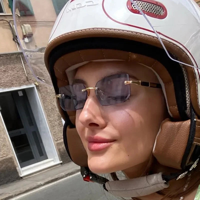 Trendy Randloze Zonnebrillen voor Mannen en Vrouwen - Klassieke Kleine Vierkante Zonnebrillen voor Stijlvolle Zomeravonturen