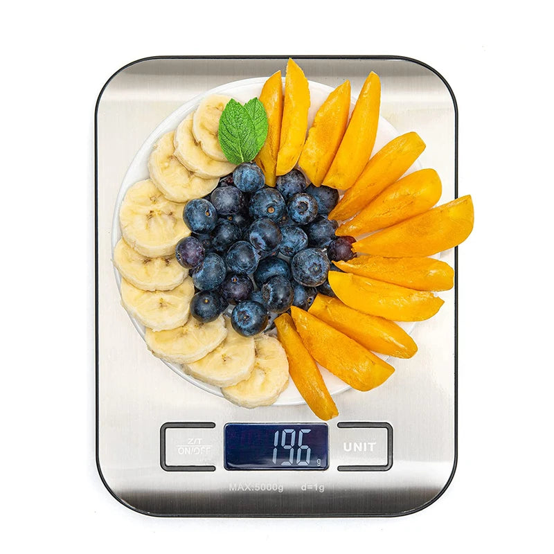RVS Digitale Keukenweegschaal - Precisie Gewicht voor Voedsel & Snacks tot 10kg/5kg met LCD Display - Essentieel Bakgereedschap