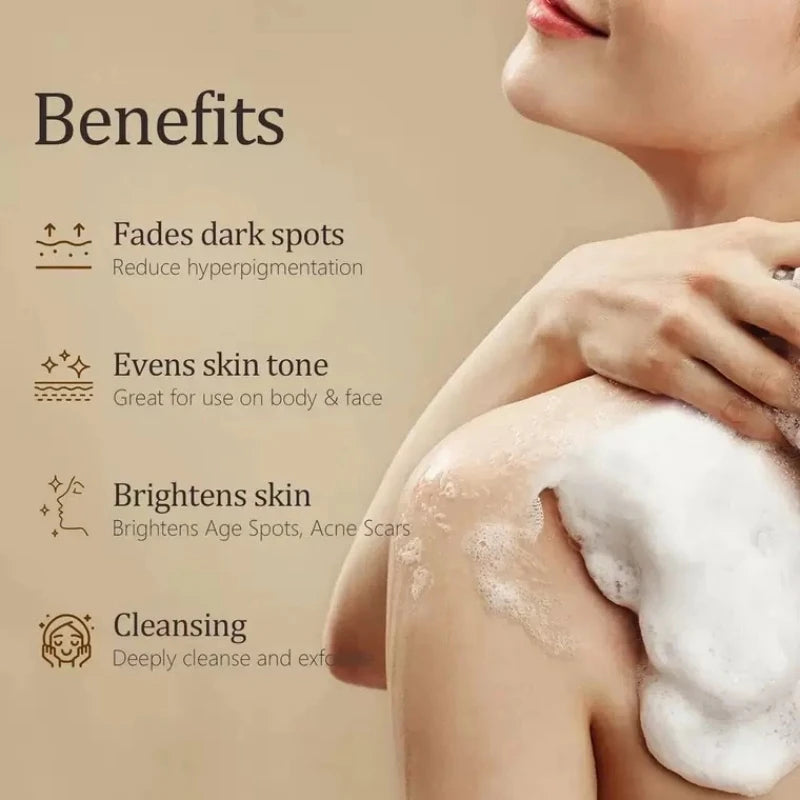 Revitaliseer je huid met Citroen Curcuma Kojic Acid Zeep - Bereik een Heldere, Evenwichte Toon en Gladde, Stralende Teint terwijl je Diep Reinigt en Olie Onder Controle Houdt voor Donkere Huidverzorging!
