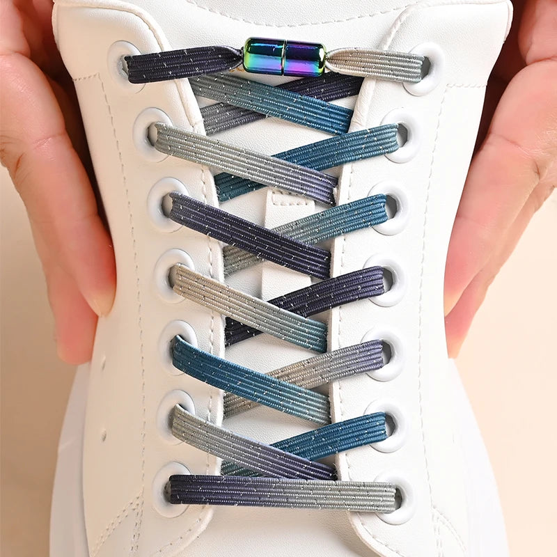 Kleurige Elastische Schoenveters zonder Knoop met Stijlvolle Gespen - Perfect voor Kinderen en Volwassenen!