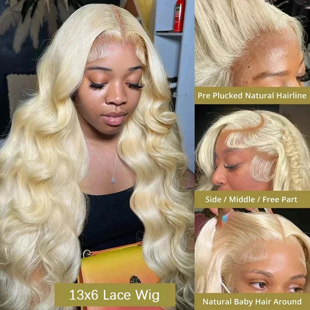 Verbluffende Blonde Body Wave Lace Front Wig – HD Transparante Lace 13x4/13x6, Voorgeplukte Mensenhaar 613 met Volle Front en 200% Dichtheid