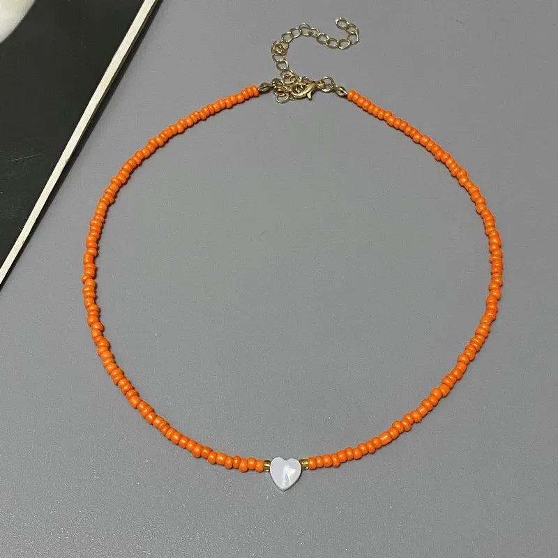 Vibrant Hart Ontwerp Zaadparel Choker Ketting voor Meisjes - Perfecte Lente/Zomer Accessoire, Ideaal voor Groothandel & Dropshipping!