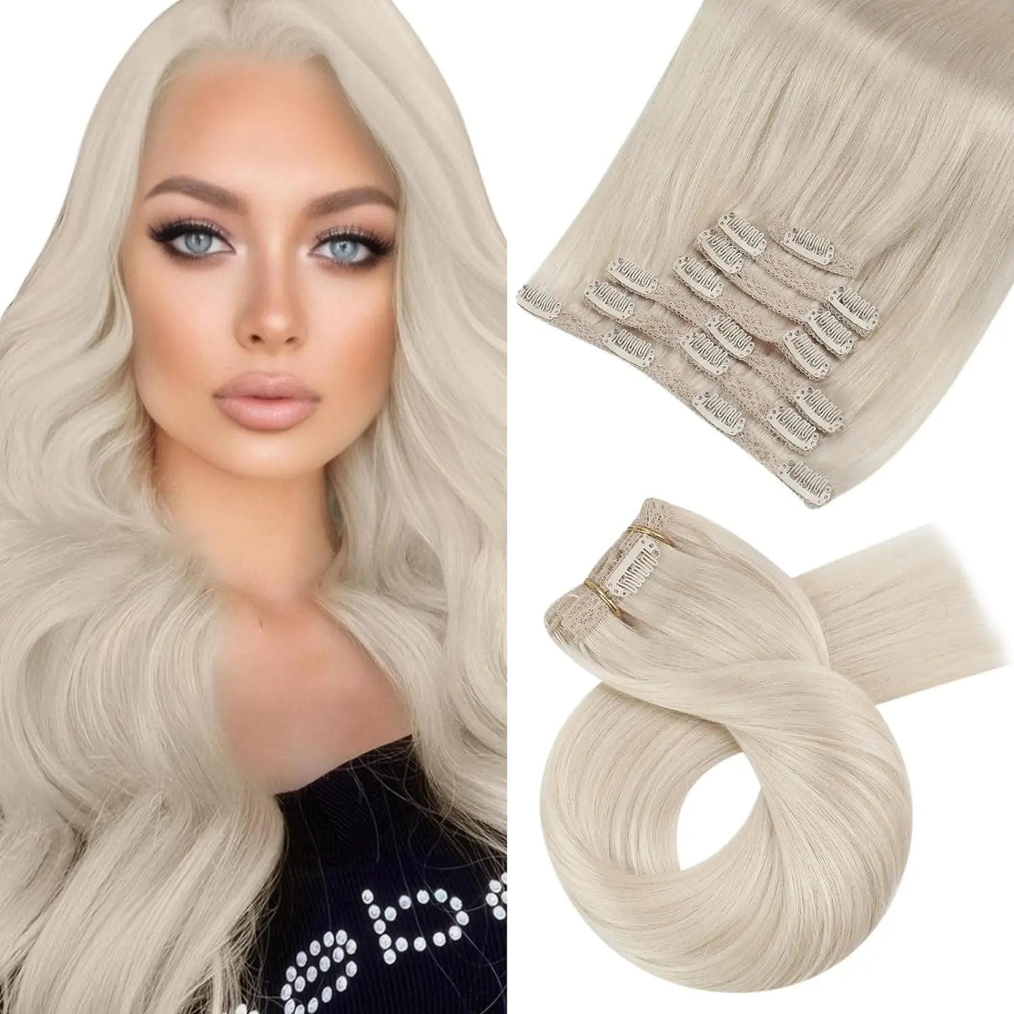 Transformeer je look met Moresoo Premium Clip-In Haarextensions - 100% Natuurlijke Remy Haar, Rechte Stijl, Verkrijgbaar in 5 en 7 Delige Sets!