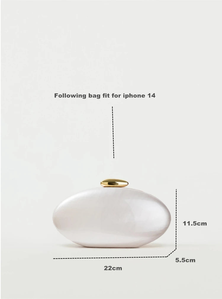 Charmante ivoorkleurige parel eivormige clutch tas - Perfecte acryl handtas voor bruiloften en avondfeesten - Stijlvolle zomeraccessoire 2024 voor vrouwen