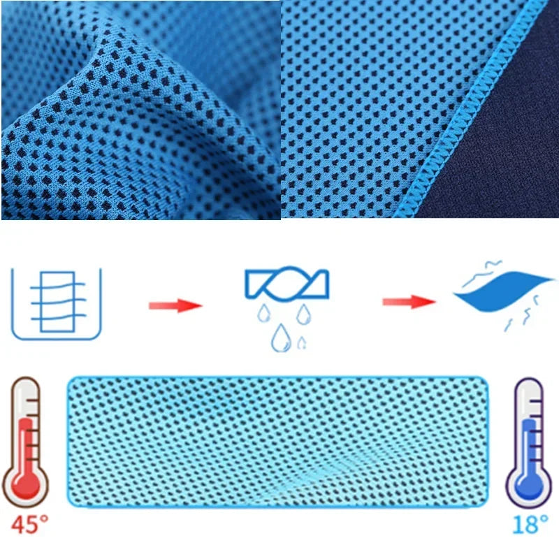 Blijf koel deze zomer met onze draagbare ijszijde handdoek - Perfect voor sport, fitness, hardlopen en zwemmen! Wordt geleverd met een handige siliconen tas!