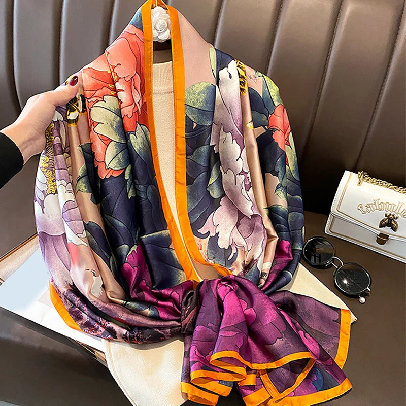 Luxueuze Lente Zijde Sjaal voor Vrouwen - Zachte en Glad Hoofdband Sjaal, Perfect voor Stranddagen (85x180cm)