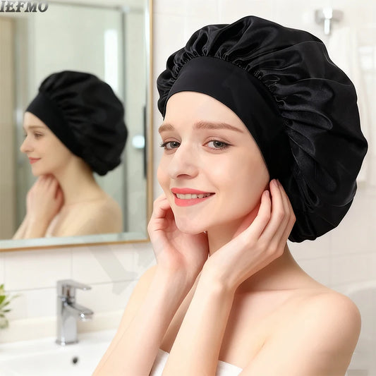 Satin Bonnet Silk Hair Bonnet Sleeping Sleep Bonnets Large Wide Soft Band for Curly Hair Braids Women's Night Cap for Hair Care