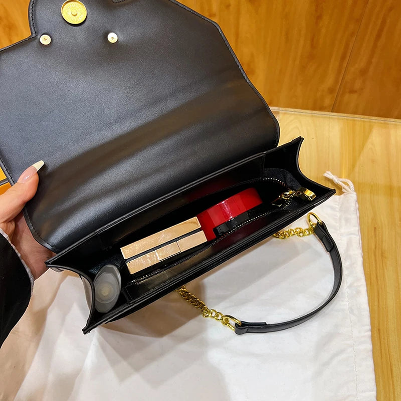Trendyt 2024 Dames Leren Ketting Schoudertas - Chique Kleine Vierkante Crossbody & Casual Tote Messenger voor Stijlvolle Dames
