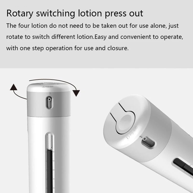 Ultieme 4-in-1 Reisdispenser: Veelzijdige Verdeelbottle voor Shampoo, Lotion, Douchegel en Zeep – Perfecte Lege Reisk containers!