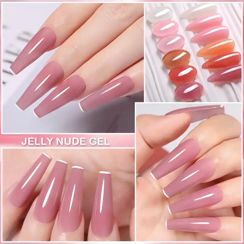 LILYCUTE 6-Delige Dromerige Jelly Roze Nude Gel Nagellak Set - 7ml Semi-Permanente Soak Off voor Verbluffende Nagelkunst Manicures