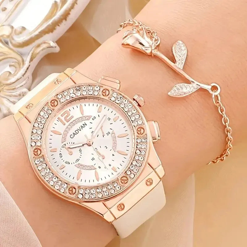 Exquise Luxe Rhinestone Dames Kwarts Horloge - Elegante Mode Tijdpiece voor Meisjes en Vrouwen
