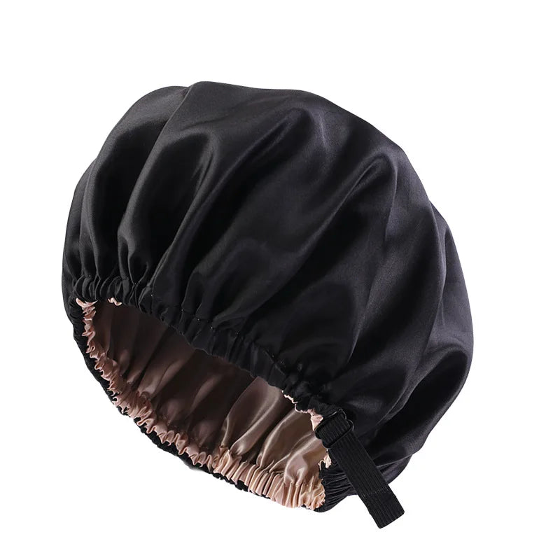 Luxe Satijnen Nachtmuts met Hoofddoek - Extra Grote Zijden Slaapmuts voor Vrouwen om Haar te Beschermen
