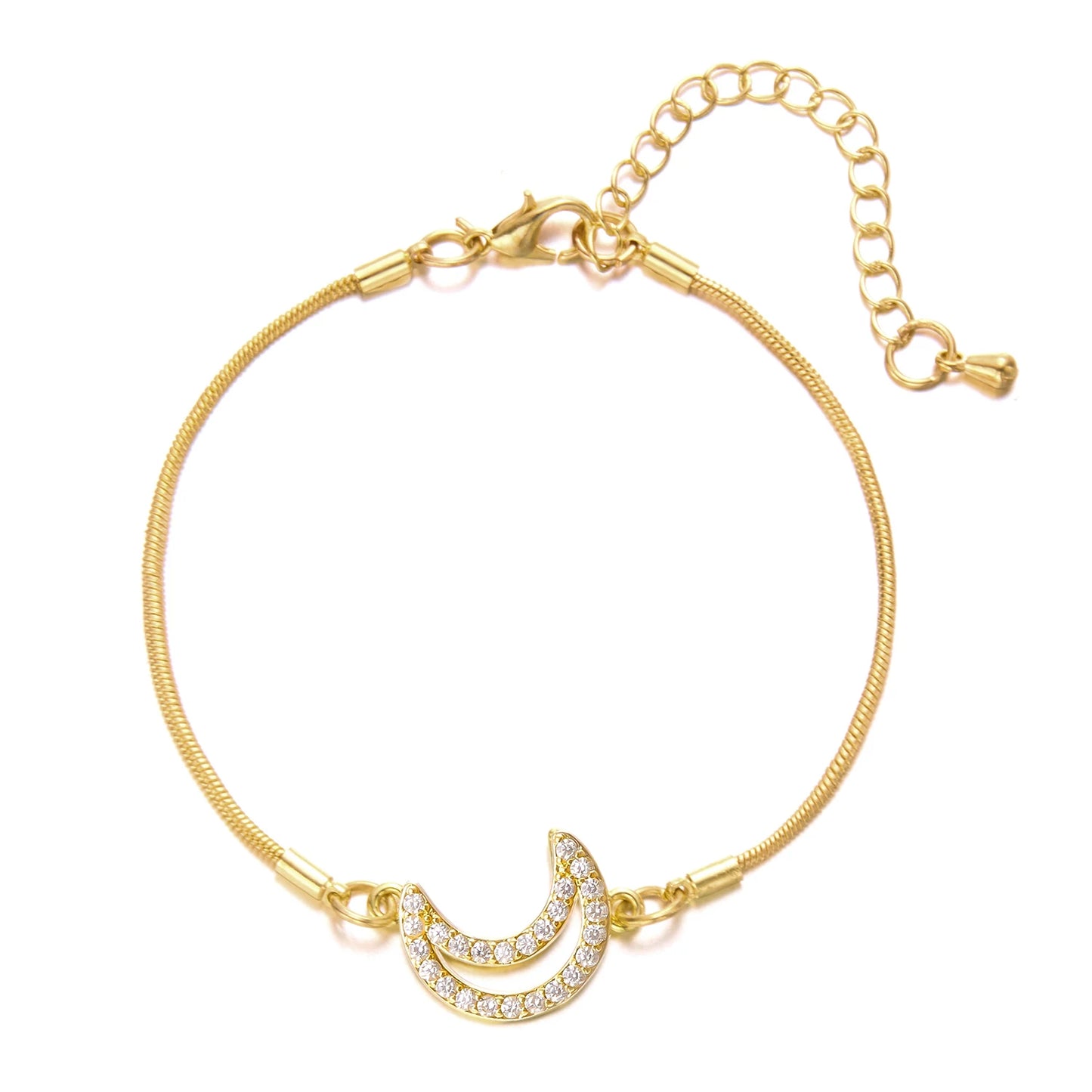 Charmante Kristallen Bloemenarmband voor Vrouwen - Y2K Zoete Meisjes' Maan Kersenbloesem Strik Zircon Luxe Sieraden Cadeau