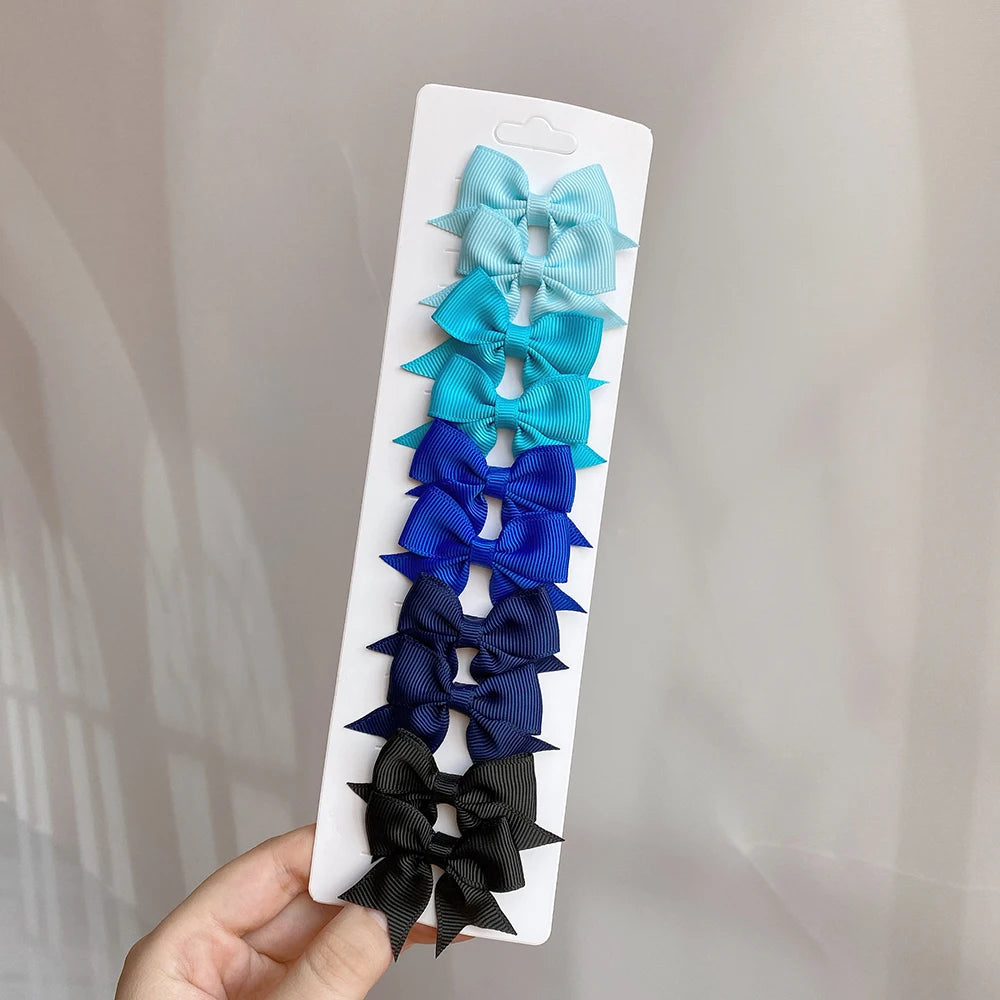 Charmante 10-delige set van 1,9'' effen kleur lint haarclips voor meisjes – Schattige handgemaakte strik mini haarspeldjes voor stijlvol haaraccessoires!