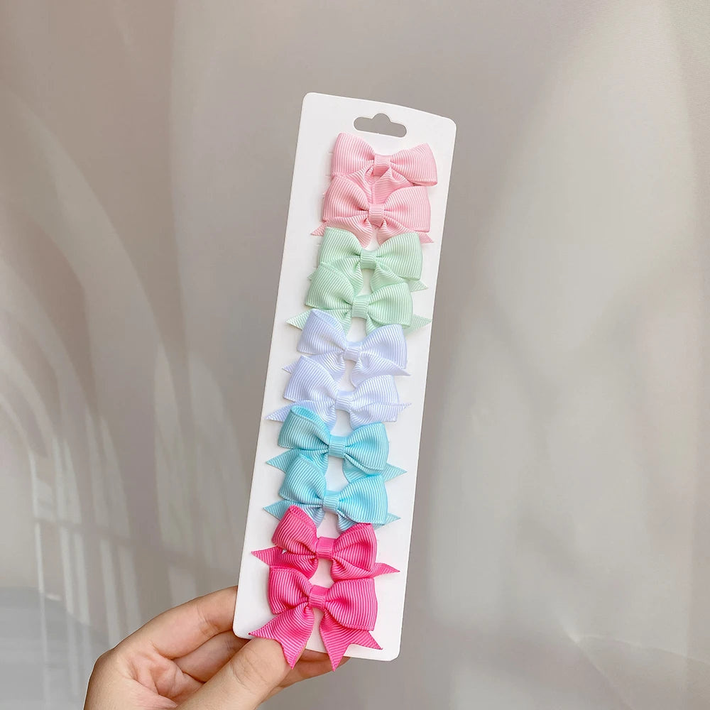 Charmante 10-delige set van 1,9'' effen kleur lint haarclips voor meisjes – Schattige handgemaakte strik mini haarspeldjes voor stijlvol haaraccessoires!