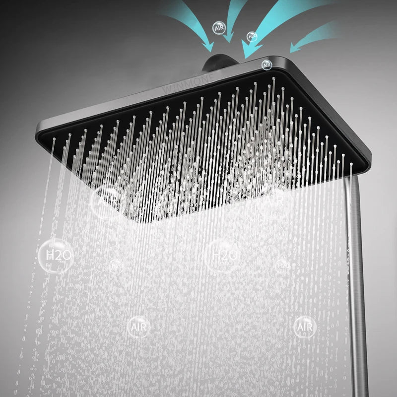 Luxe Badkamer Douche Systeem met Verlichte Kenmerken, Veilig Glas, Piano Toetsontwerp, Slim Digitale Thermostaat Mengkraan – Compleet Set