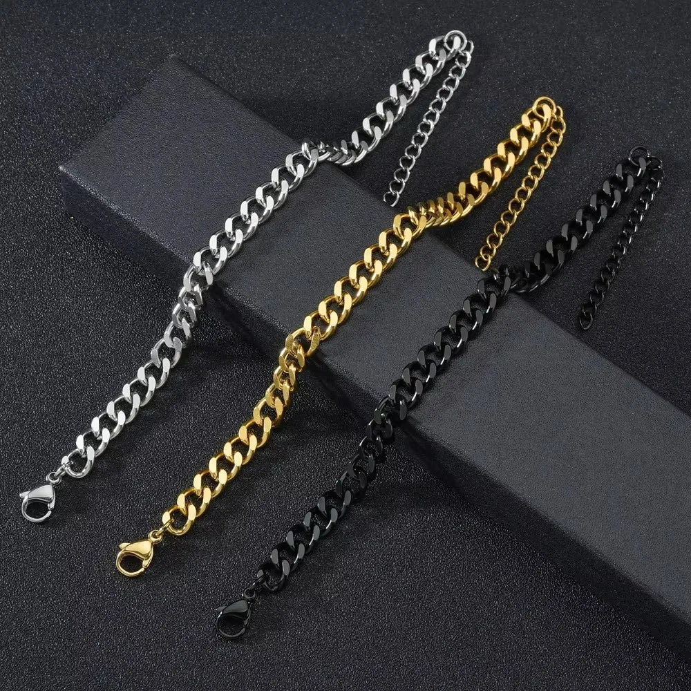 Stijlvolle RVS Curb Cubaanse Schakelarmbanden voor Stellen - Unisex Polssieraad Cadeau voor Hem en Haar