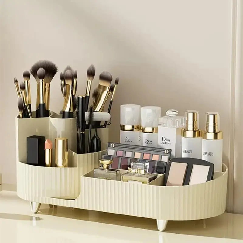 Ultieme 360° Draaibare Make-up Organizer - Ruimtelijke Borstelhouder Perfect voor Vanity Decor, Badkamer Bladen en Bureau Opslag!