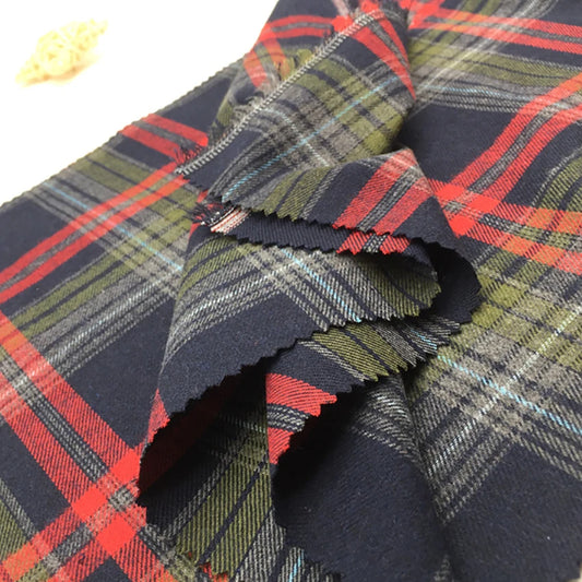 Scottish Tartan Fabric Medium Weight Plaid Polyester Cotton Sewing Fabric for Skirts Uniforms Christmas Decor