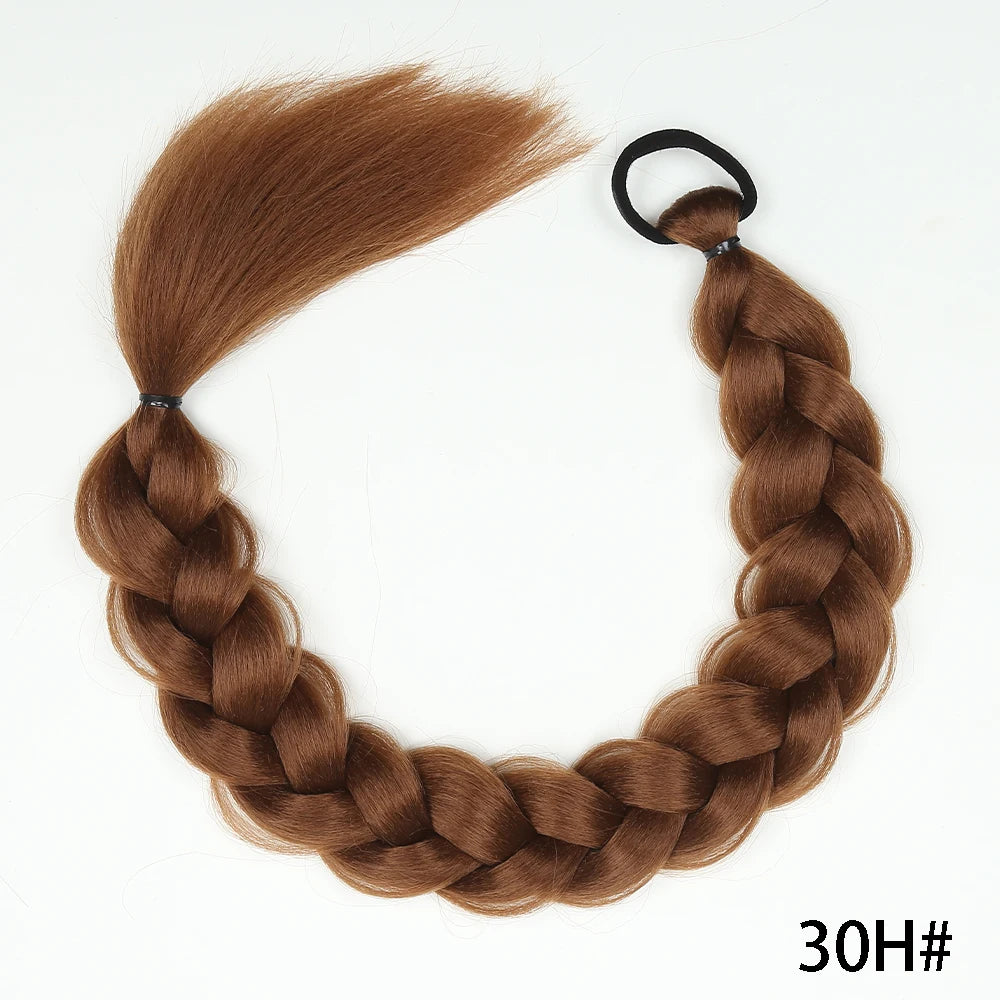 Luxe 24-Inch Synthetische Lange Twist Vlecht Paardestaart Extensions met Rubberband - Perfect voor Dagelijkse Styling en Boksliefhebbers