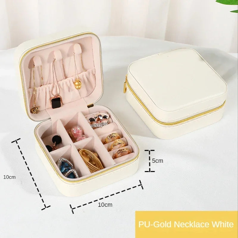 Elegante Draagbare Leren Sieraden Organiser & Reisdoos - Perfect om Je Schatten Veilig en Stylistisch te Houden!