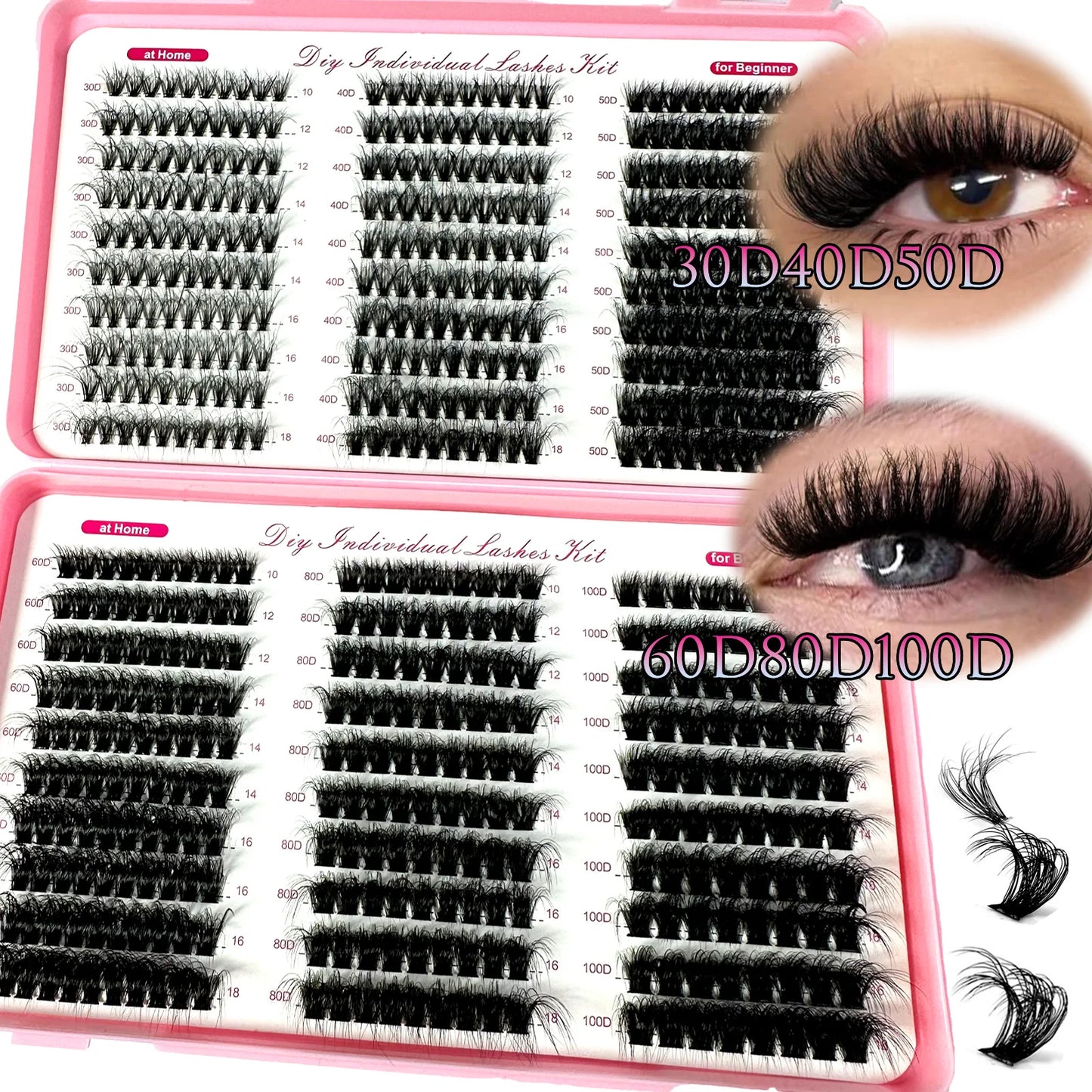 Adembenemende 570/640 stuks Individuele Cluster Wimpers - Dikke & Fluffy 30D/100D Mix Lengte voor Perfecte Doe-Het-Zelf Extensions!