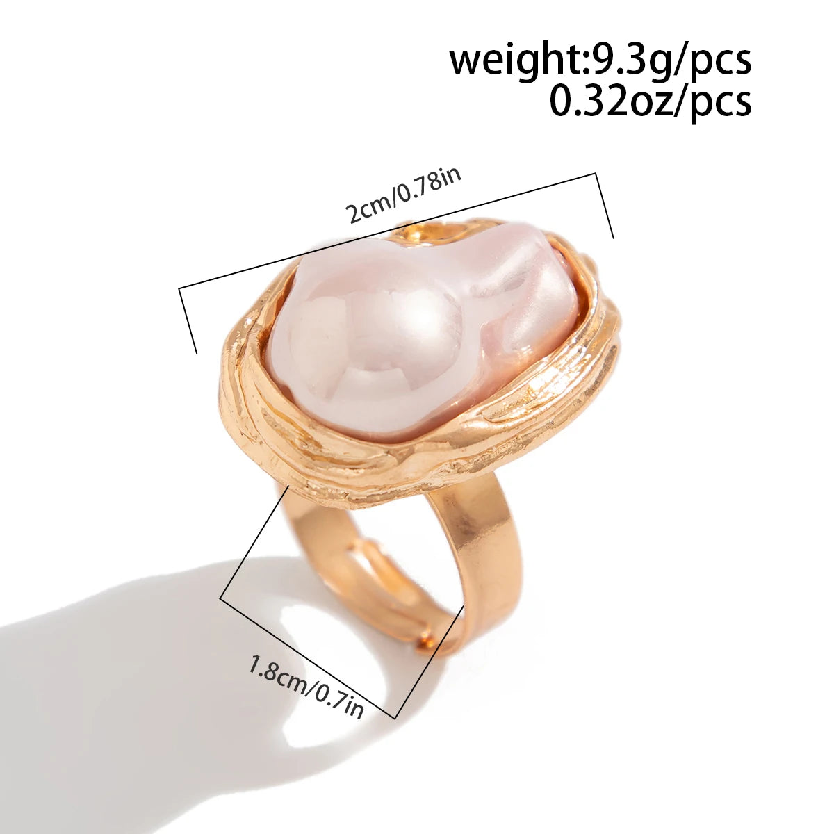Elegante Onregelmatige Barok Imitatieparel Verstelbare Ringen voor Vrouwen - Esthetische Geometrische Bruiloftsjuwelen door Ingemark