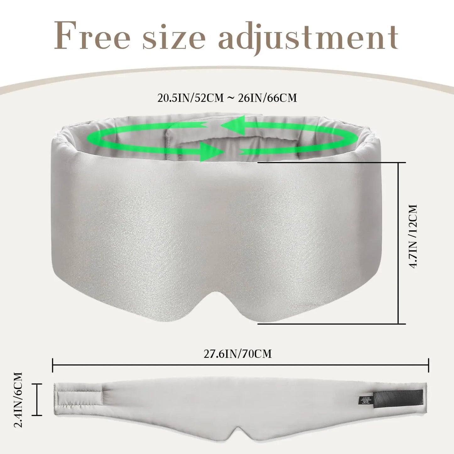 Luxe Verstelbare Zijde Oogslaapmasker voor Zijslapers, Perfect Oogmasker voor Rustgevende Slaap - 100% Pure Moerbei Zijde voor Mannen en Vrouwen
