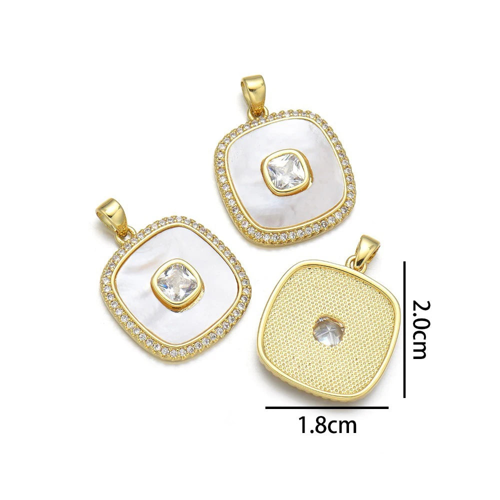 Gold Plated Shell Pendant Zircon Charm DIY Jewelry Making