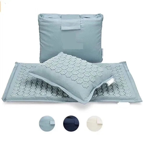 Ervaar Ultieme Ontspanning met onze Natuur Linnen Kokosnoot Palm Massage Yoga Mat & Sportkussen Set – Compleet met Lotus Spike Acupressuur Kussen en Handige Draagtas!