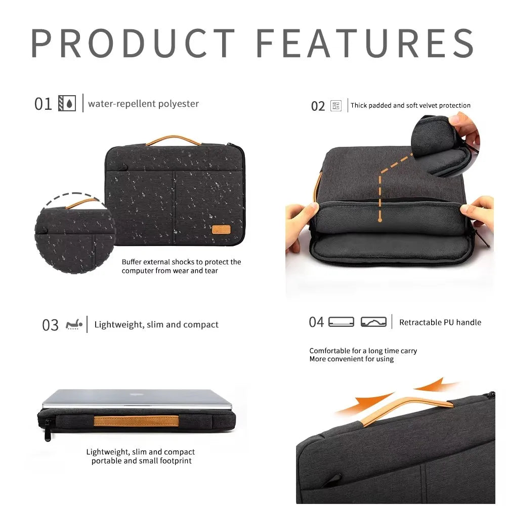 Stijlvolle Schokbestendige Laptop Sleeve Bag voor 14-15,6 Inch Notebooks - Perfecte Aktetas voor Zakenreizen