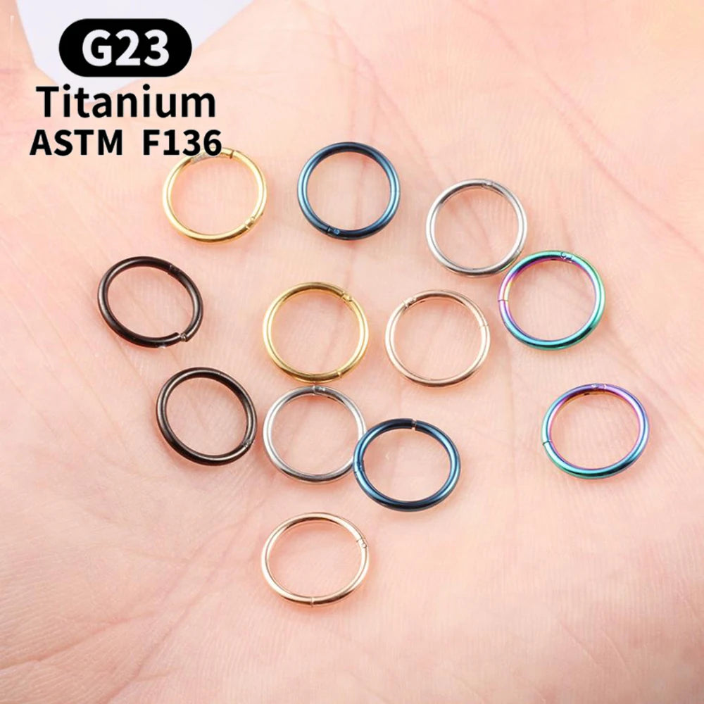 G23 Titanium Nose Rings Mixed Color Body Clips Hoop For Women Men Cartilage Piercing Jewelry Segment Lip Ear L Ring Hoop