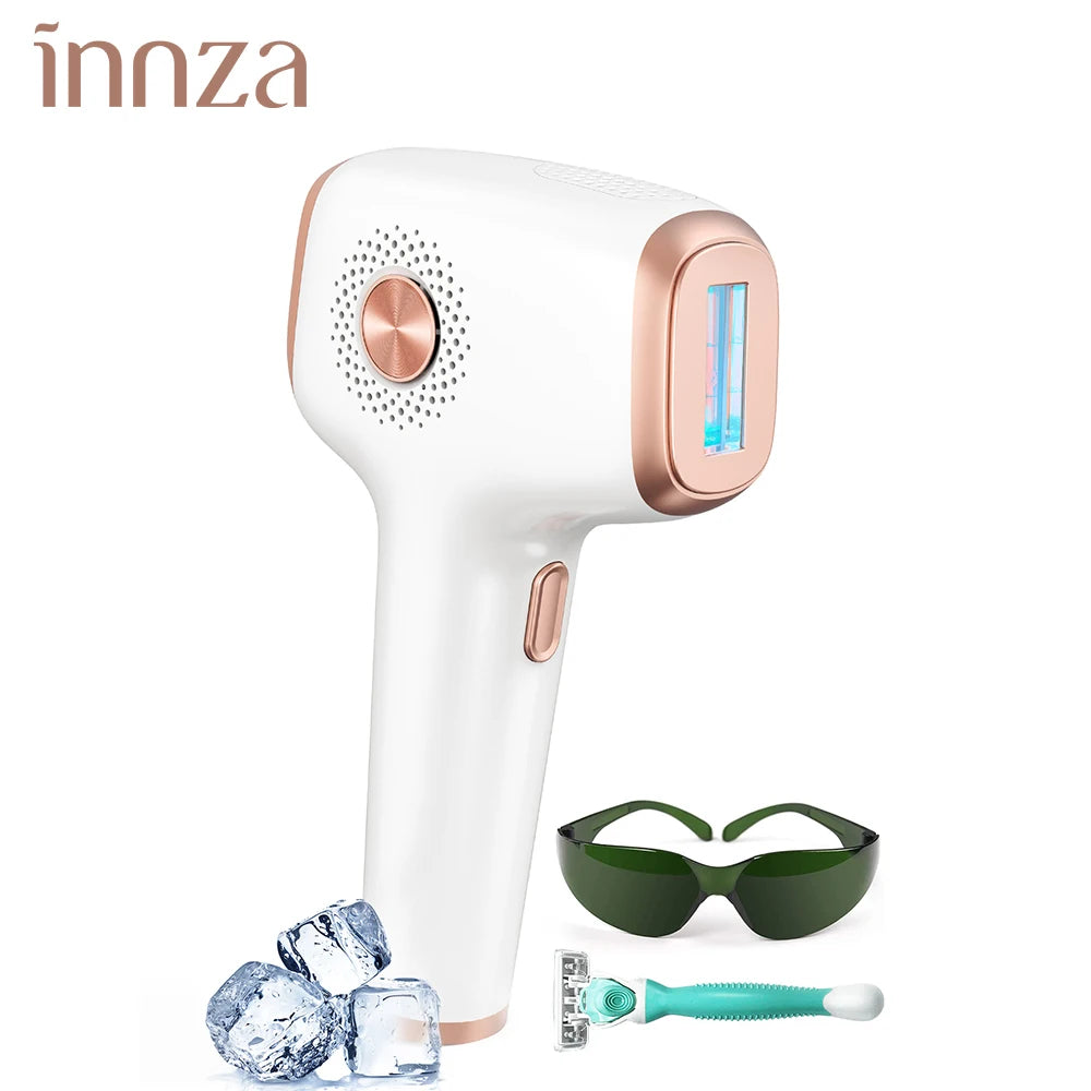 Ervaar Moeiteloze Elegantie: INNZA Pijnloze IPL Ontharingsapparaat voor Vrouwen met Geavanceerde IJs Koel Zorg - Meer dan 999.999 Zachte Flitsen voor Langdurige Gladheid