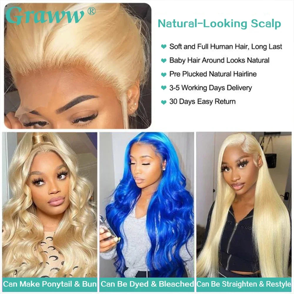 Verbluffende Blonde Body Wave Lace Front Wig – HD Transparante Lace 13x4/13x6, Voorgeplukte Mensenhaar 613 met Volle Front en 200% Dichtheid