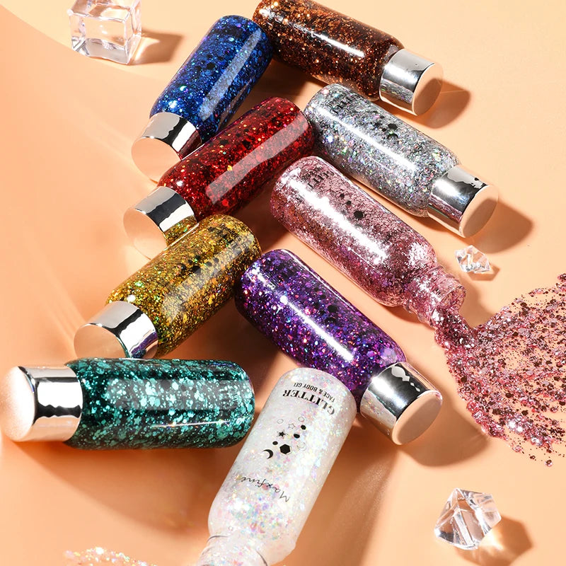 Multifunctionele Lichaams- en Gezichtsglittergel - Langdurige, Waterdichte Oog- en Haartinten voor Feest- en Podiumglamour