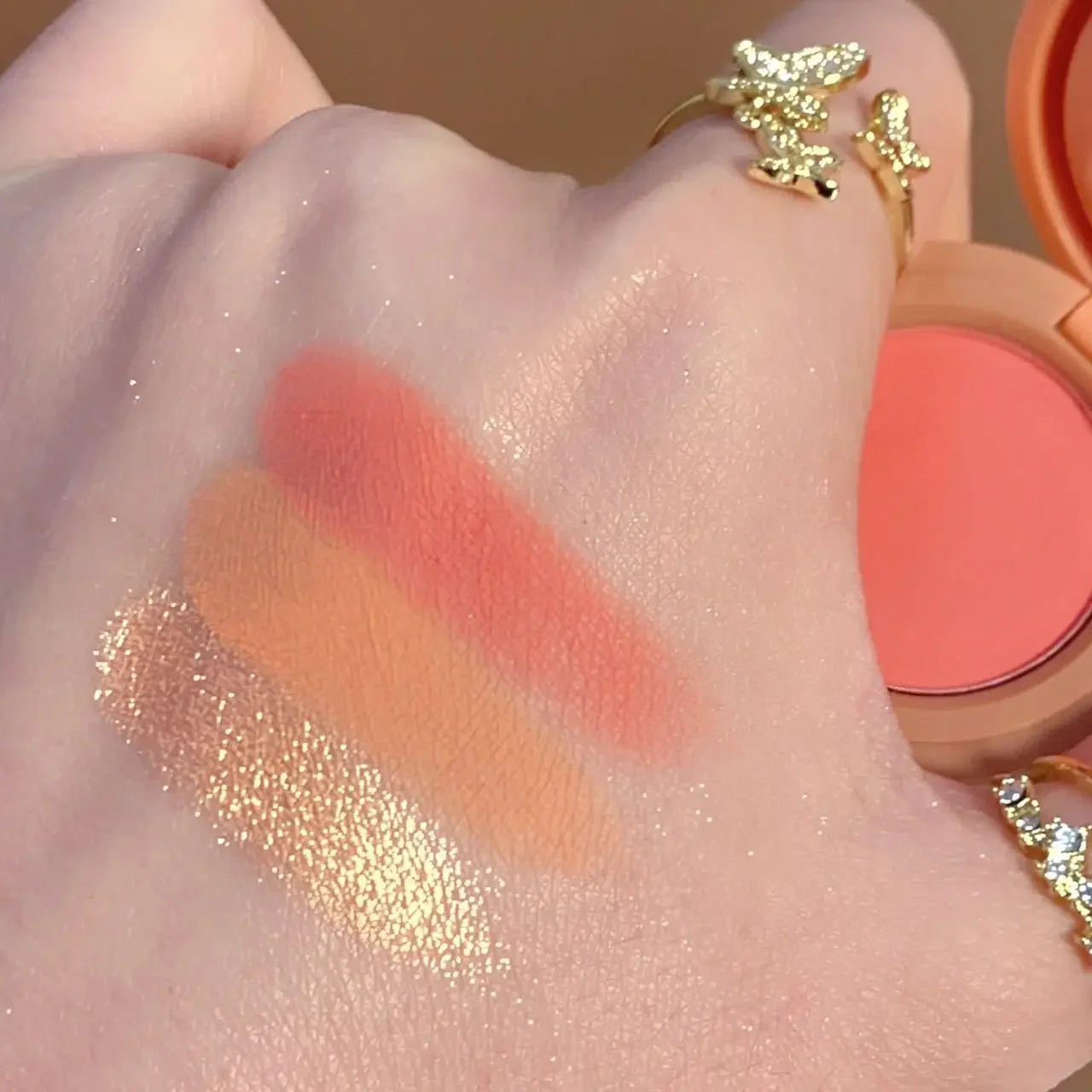 Ultimate 3-in-1 Blush Palette: Langdurige Waterdichte Matte & Shimmer Highlighter voor Perfecte Make-up