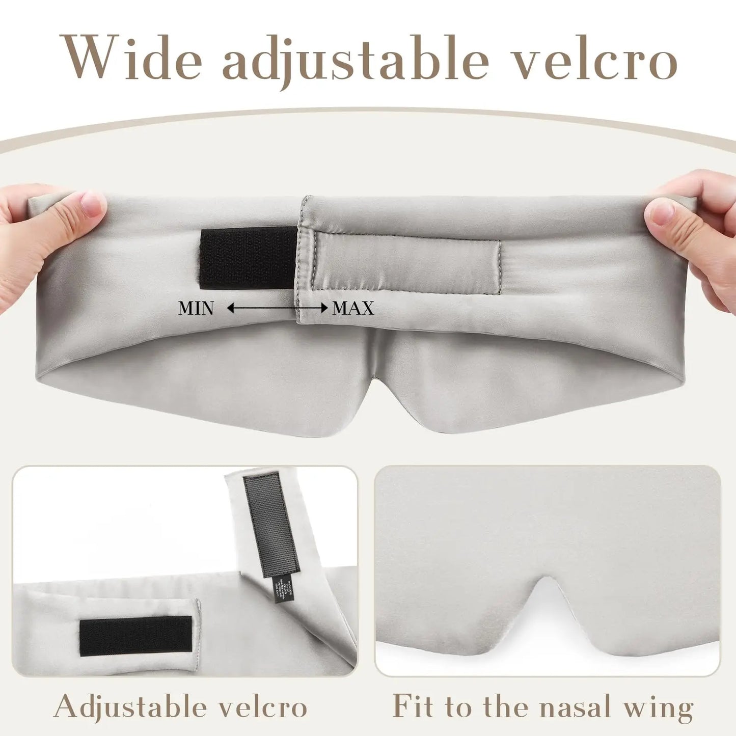 Luxe Verstelbare Zijde Oogslaapmasker voor Zijslapers, Perfect Oogmasker voor Rustgevende Slaap - 100% Pure Moerbei Zijde voor Mannen en Vrouwen