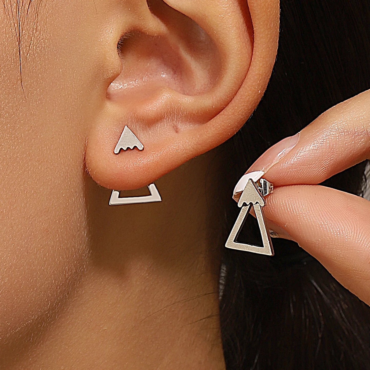 Chic Retro Minimalistische Geometrische Vierkante Afneembare Driehoek Stud Oorbellen - Perfecte Mode Accessoires voor Vrouwen & Ideale Feestcadeaus!