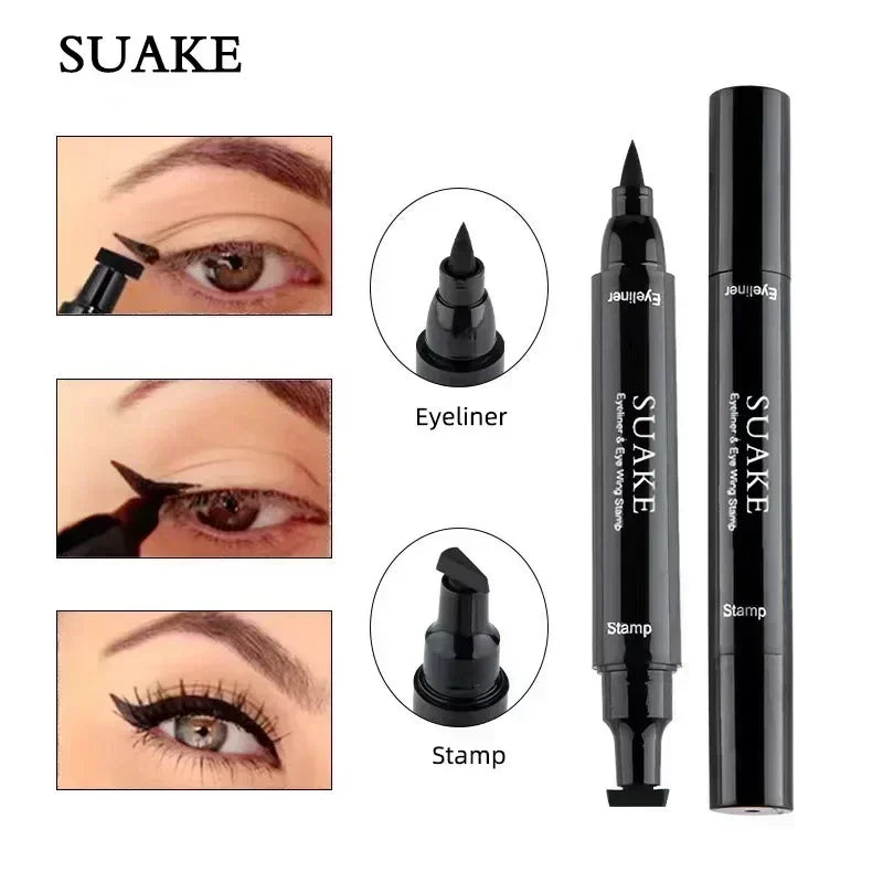 Dubbelzijdige Waterproof Winged Stempel Vloeibare Oogliner & Potlood - Sneldrogende Zwarte Oogliner voor Moeiteloze Make-up Perfectie