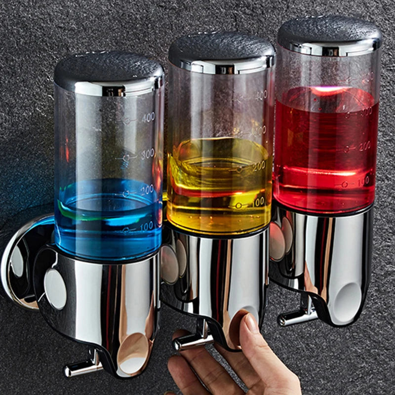 Stijlvolle wandgemonteerde vloeibare zeepdispenser voor de badkamer - Kies voor één, twee of drie compartimenten voor zeep, shampoo en douchegel