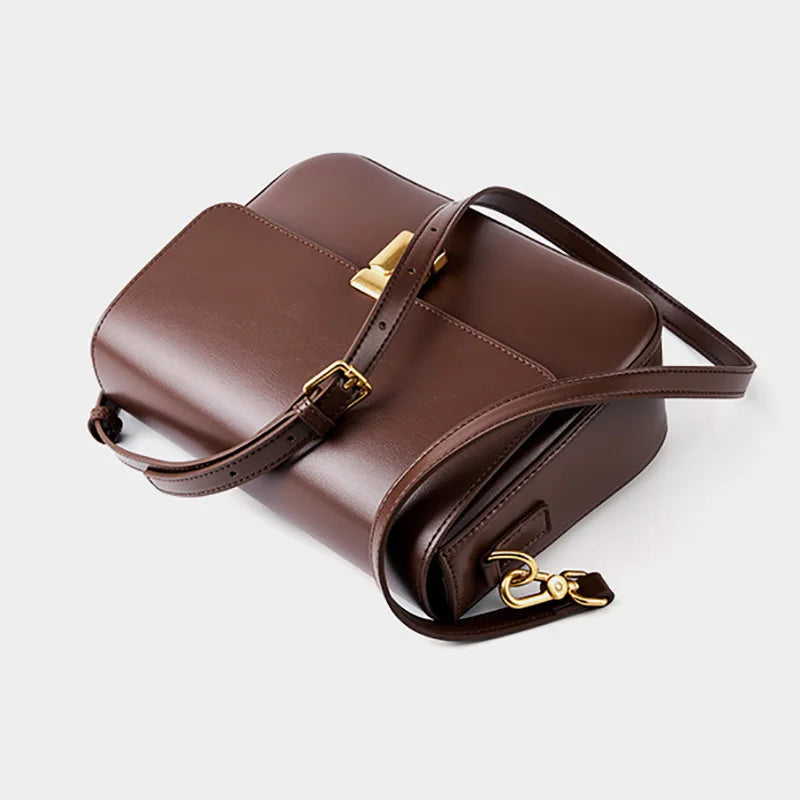 Stijlvolle Dames Echt Leren Schoudertas - Premium Rundslederen Crossbody Essentials
