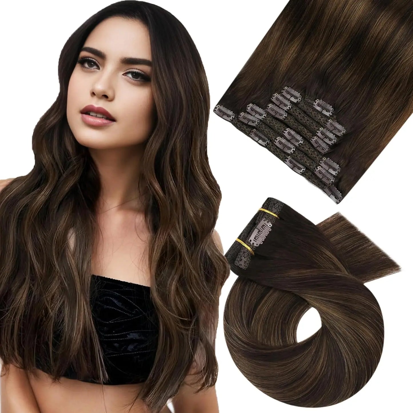 Transformeer je look met Moresoo Premium Clip-In Haarextensions - 100% Natuurlijke Remy Haar, Rechte Stijl, Verkrijgbaar in 5 en 7 Delige Sets!